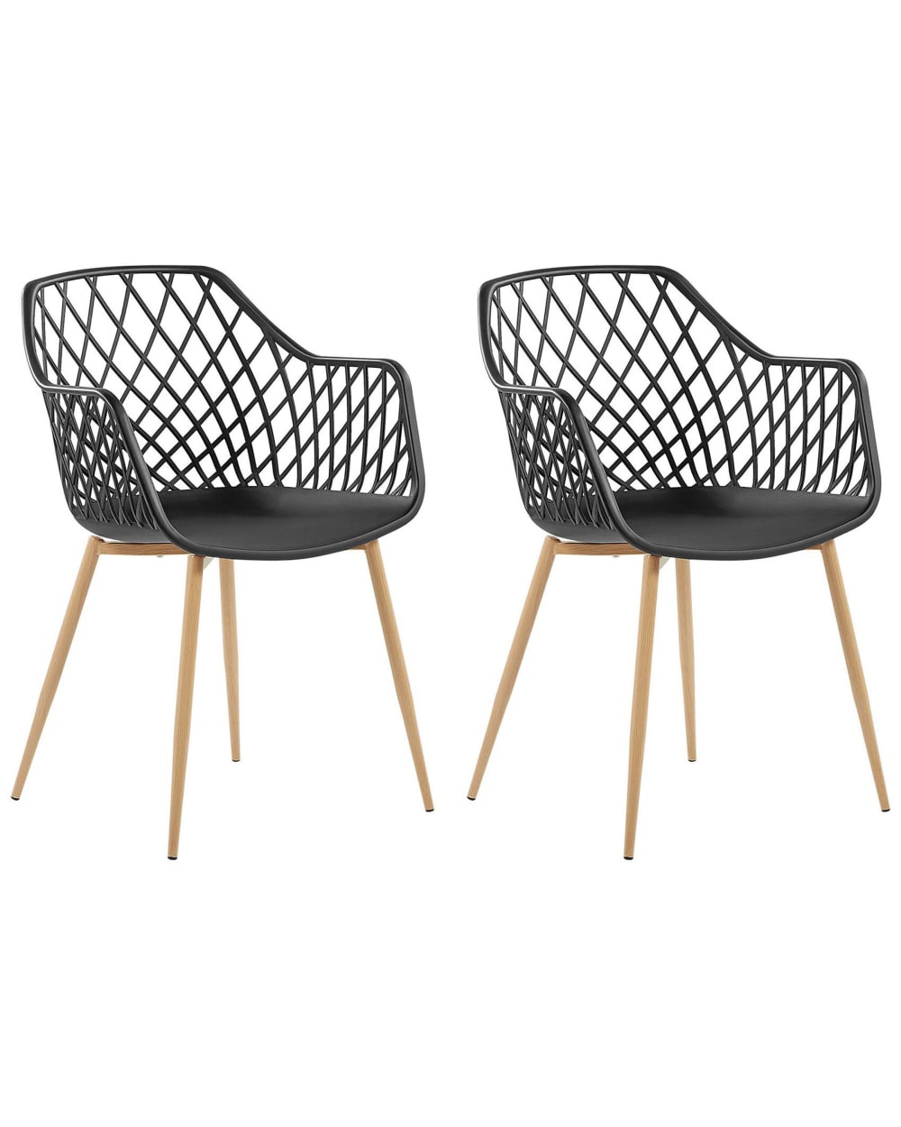 Beliani Esszimmerstuhl 2er Set aus Kunststoff, schwarz style modern - Pvc - Polyvinlychlorid