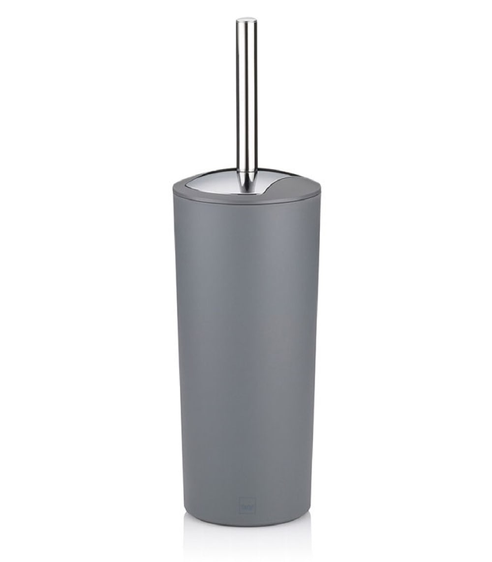 Kela Brosse WC polyester gris mat et manche argenté - Pes - Polyester