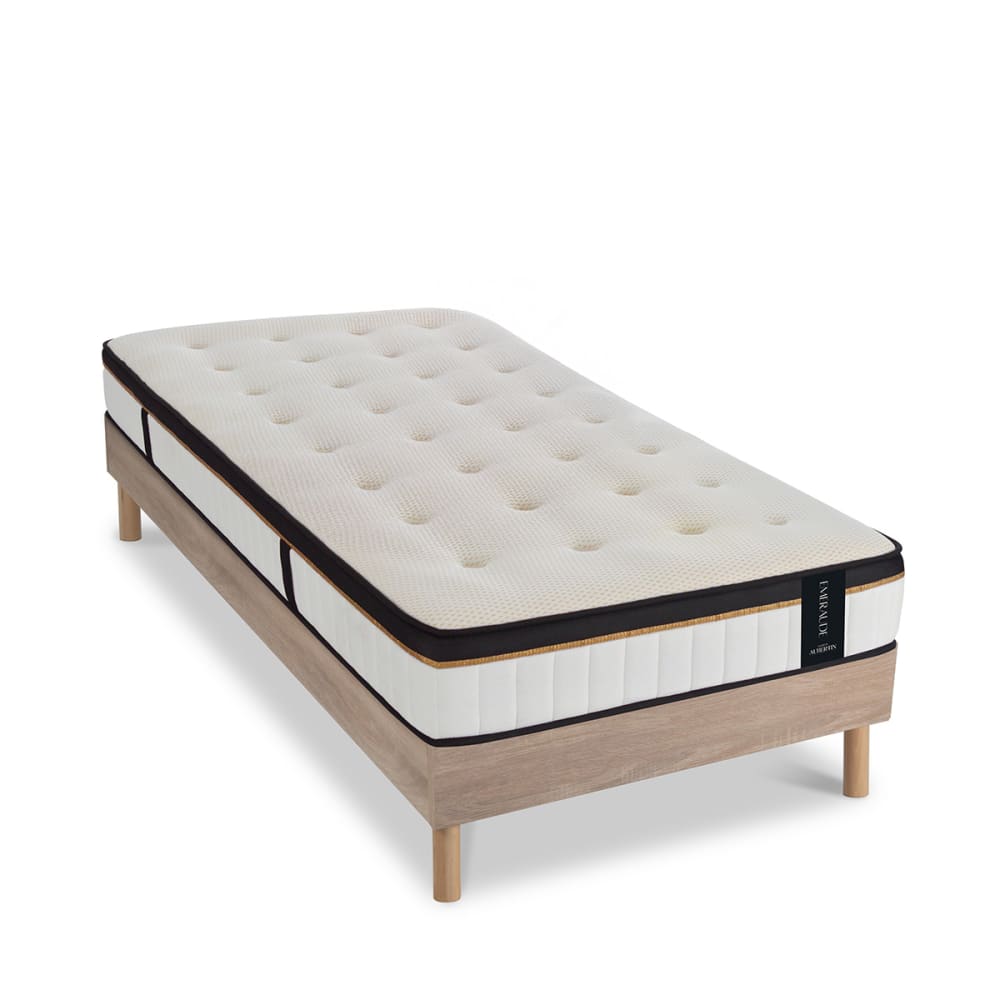 Maison Aubertin Ensemble matelas h24 sommier 90x190 style classique chic Marron Tissu