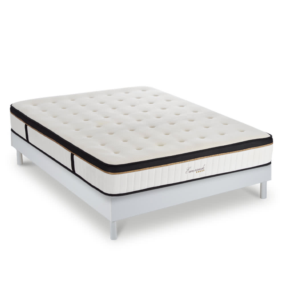 Ensemble matelas à mémoire de forme et sommier en kit blanc 160x200