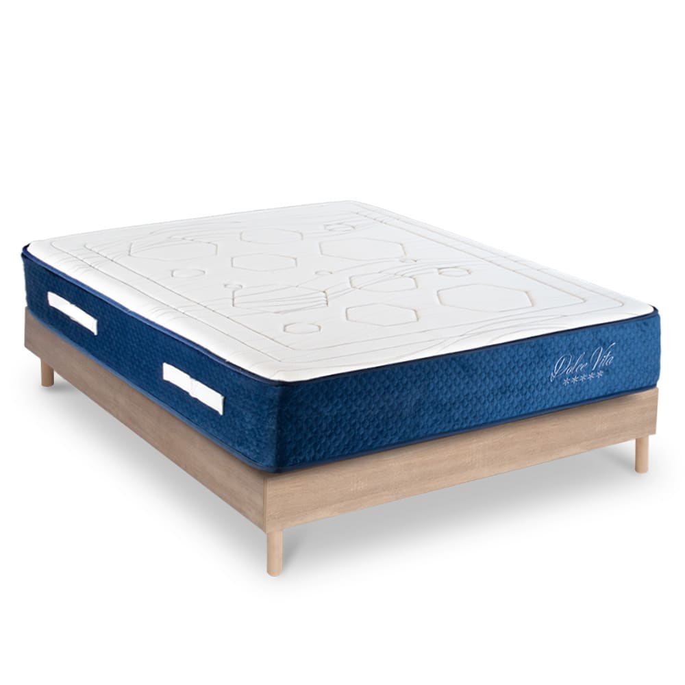 Ensemble matelas à Ressorts ensachés et sommier en kit bois 180x200