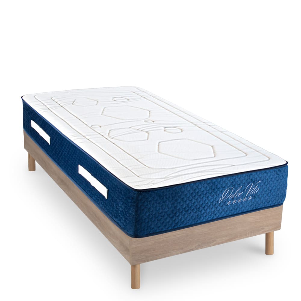 Ensemble matelas à Ressorts ensachés et sommier en kit bois 90x200