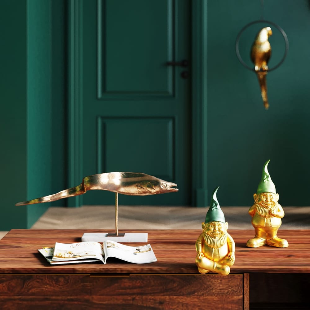 Estatuilla enana sentada dorada H19 - Maisons du Monde