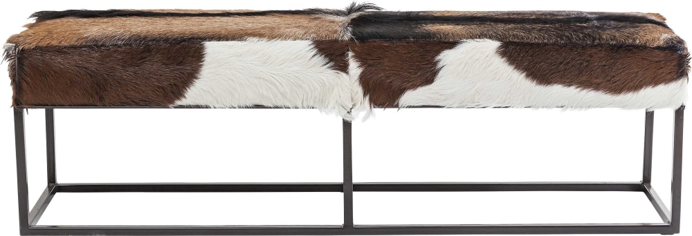 Kare Design Banc 2 places en peau de chèvre et acier style industriel Marron Acier - 140x47x35cm