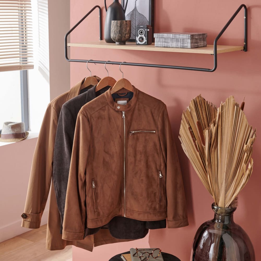 Penderie étagère murale bois et métal l90 cm noir - Maisons du Monde