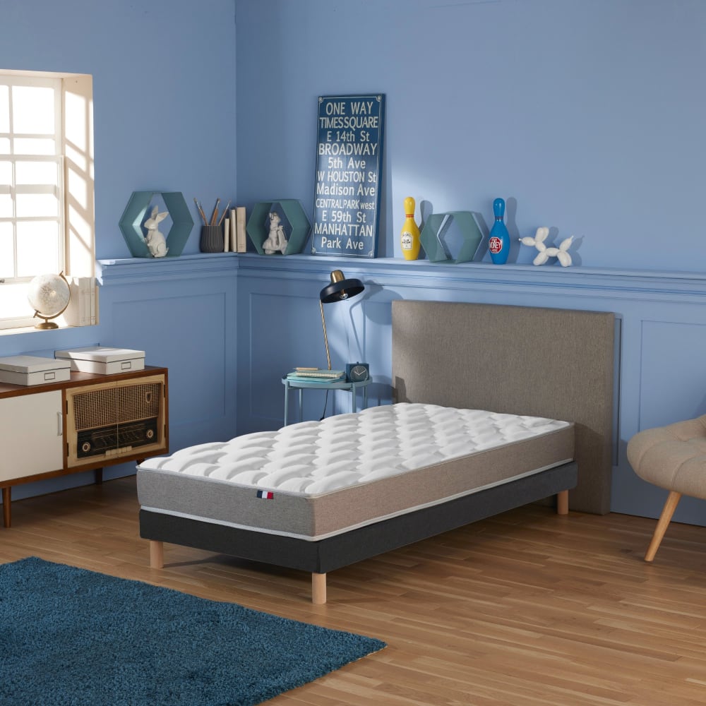 Ensemble matelas mémoire forme sommier noir 90x190 - Maisons du Monde