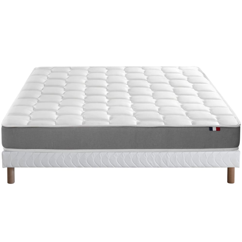 Ensemble matelas mémoire forme sommier blanc 140x190