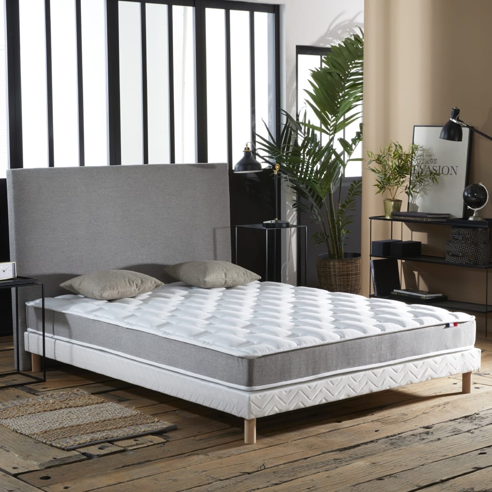 Ensemble matelas mémoire forme sommier blanc 140x190 - Maisons du Monde