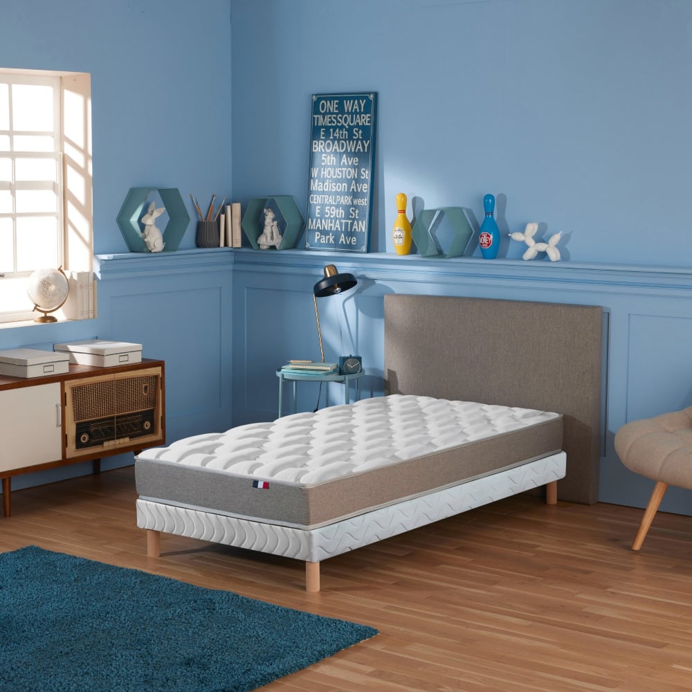 Ensemble matelas mémoire forme sommier blanc 90x190 - Maisons du Monde