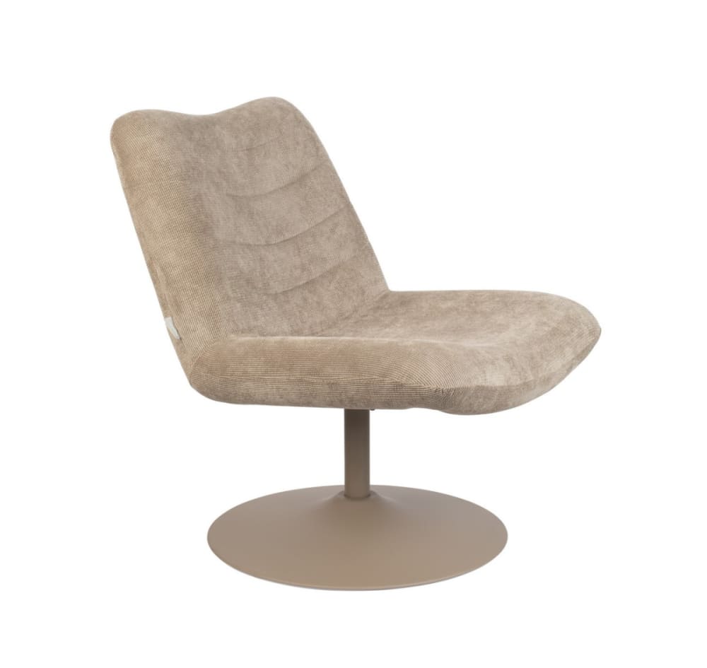 Fauteuil lounge en velours doux beige Fauteuil lounge en velours doux beige
