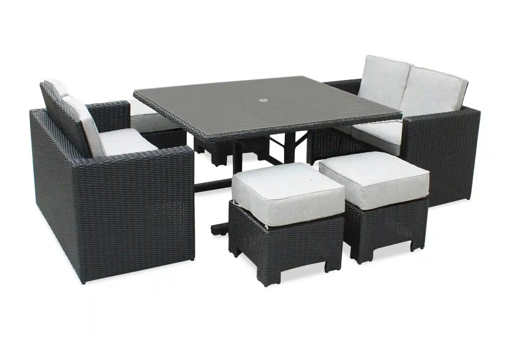 Conjunto de comedor empotrable 8 plazas resina trenzada - Maisons du Monde