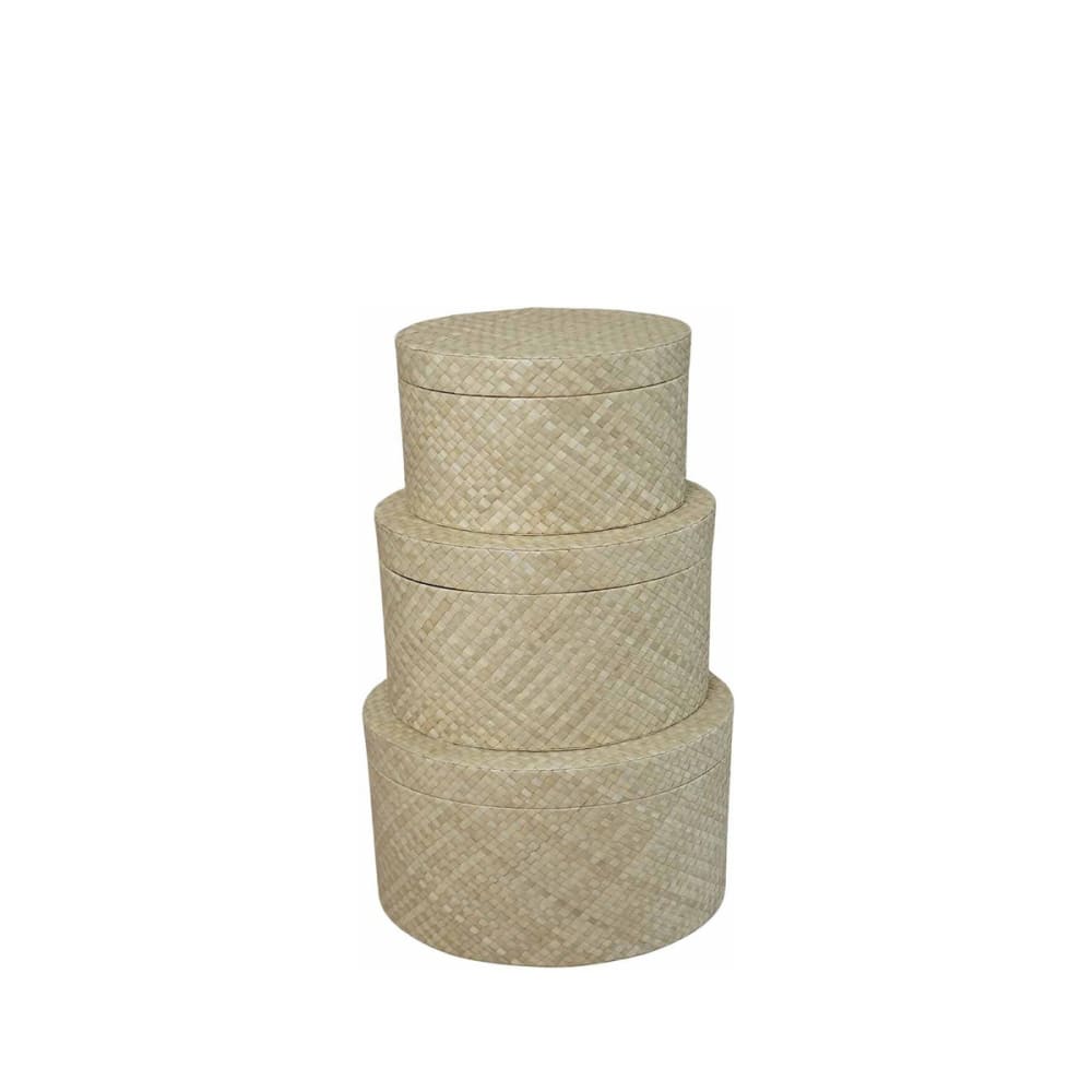 Set de 3 boîtes ovales en fibres de pandan — Beyit