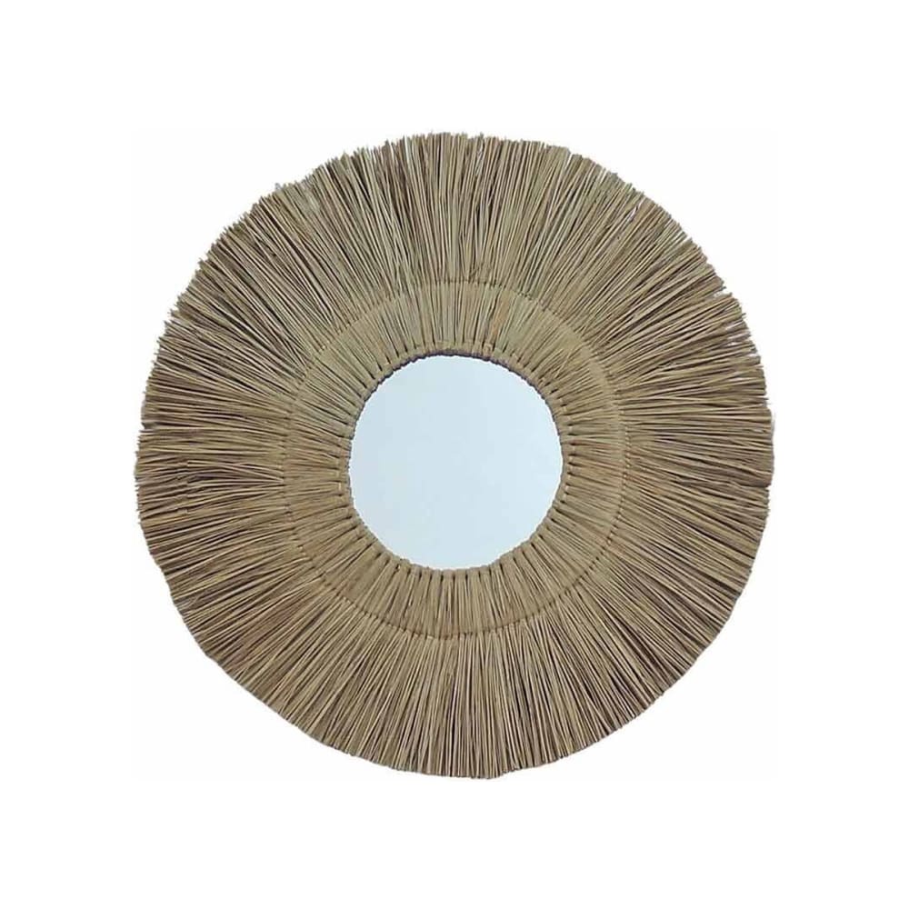 Miroir rond XL en paille de mendong d90 cm