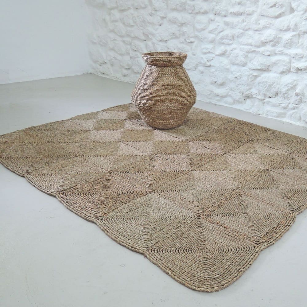 Tapis rectangulaire en fibres de mendong 150 x 180 cm — vue 4