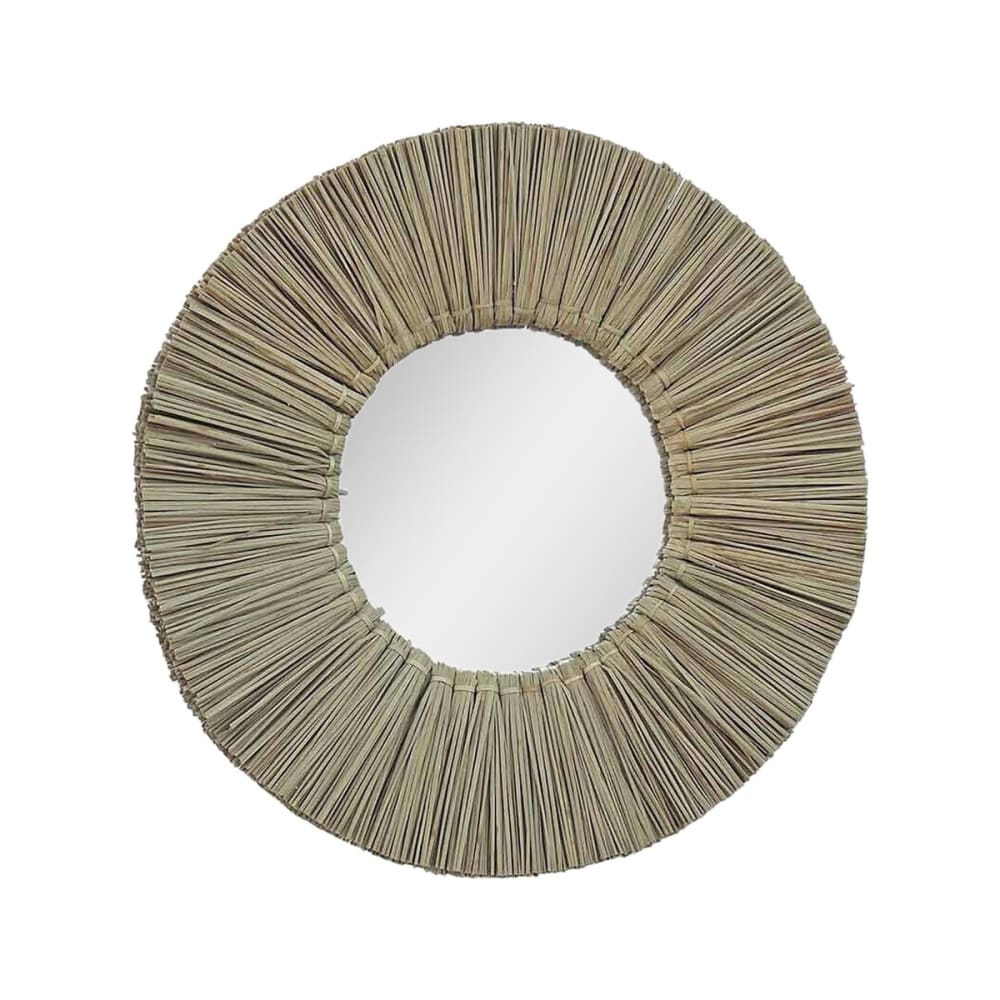Espejo redondo de fibra de mendong natural d40 cm