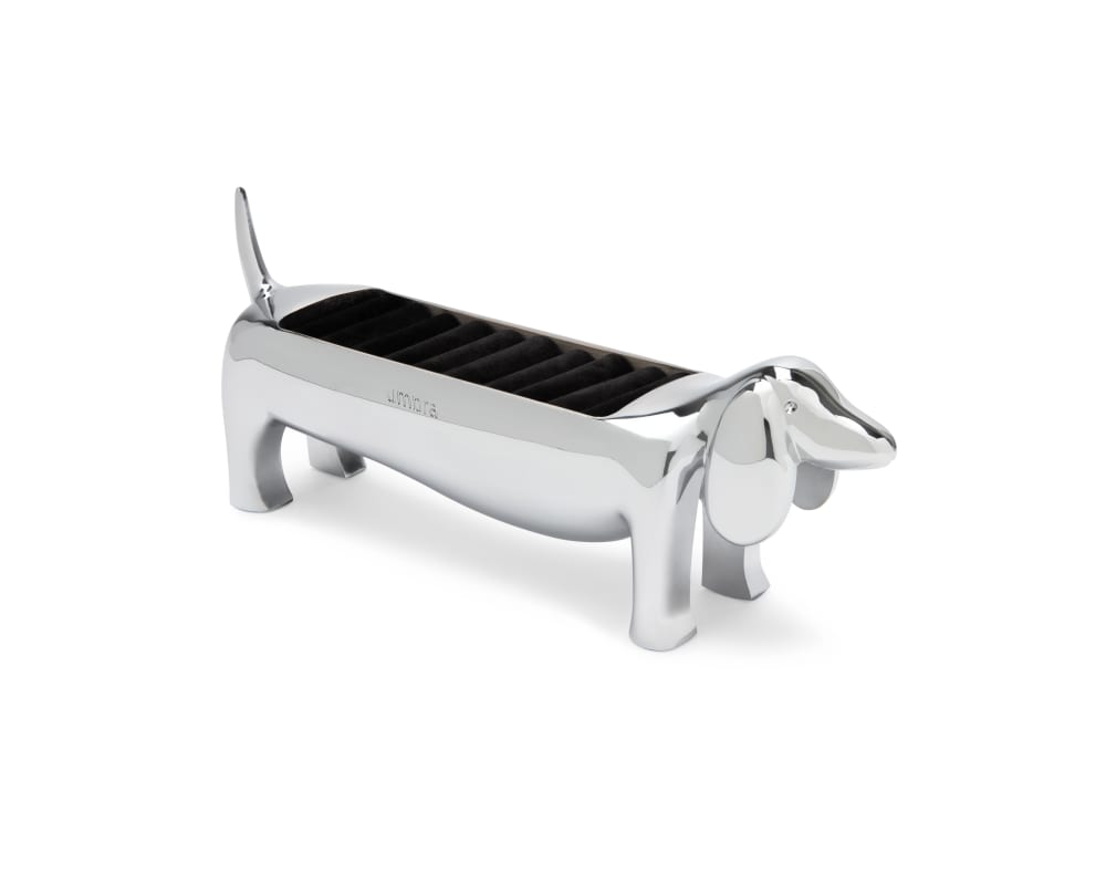 Umbra Porte bagues chromé en forme de teckel style contemporain Argenté Métal