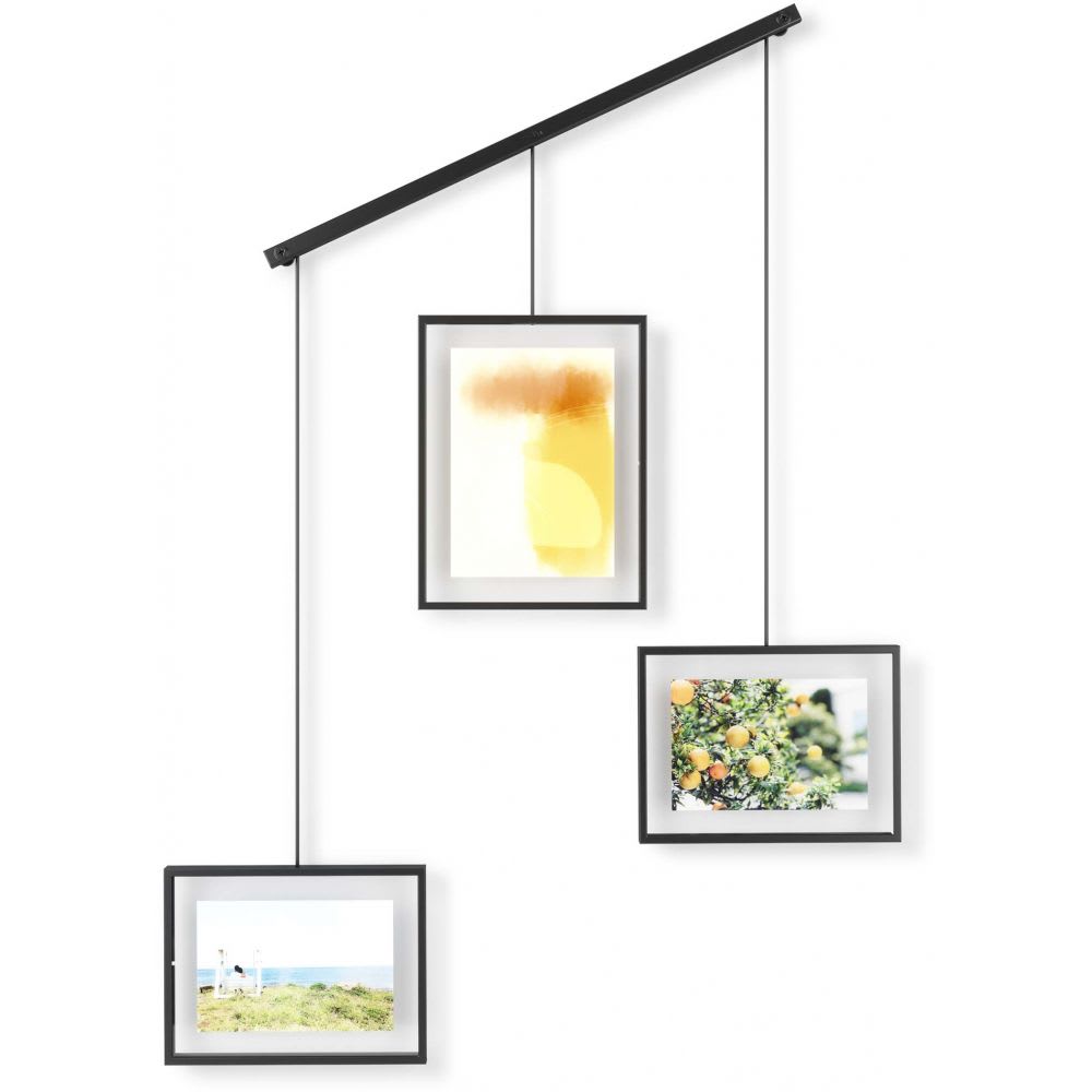 Jeu de 3 cadres 10x15 et 13x18 suspendus métal noir - Maisons du Monde