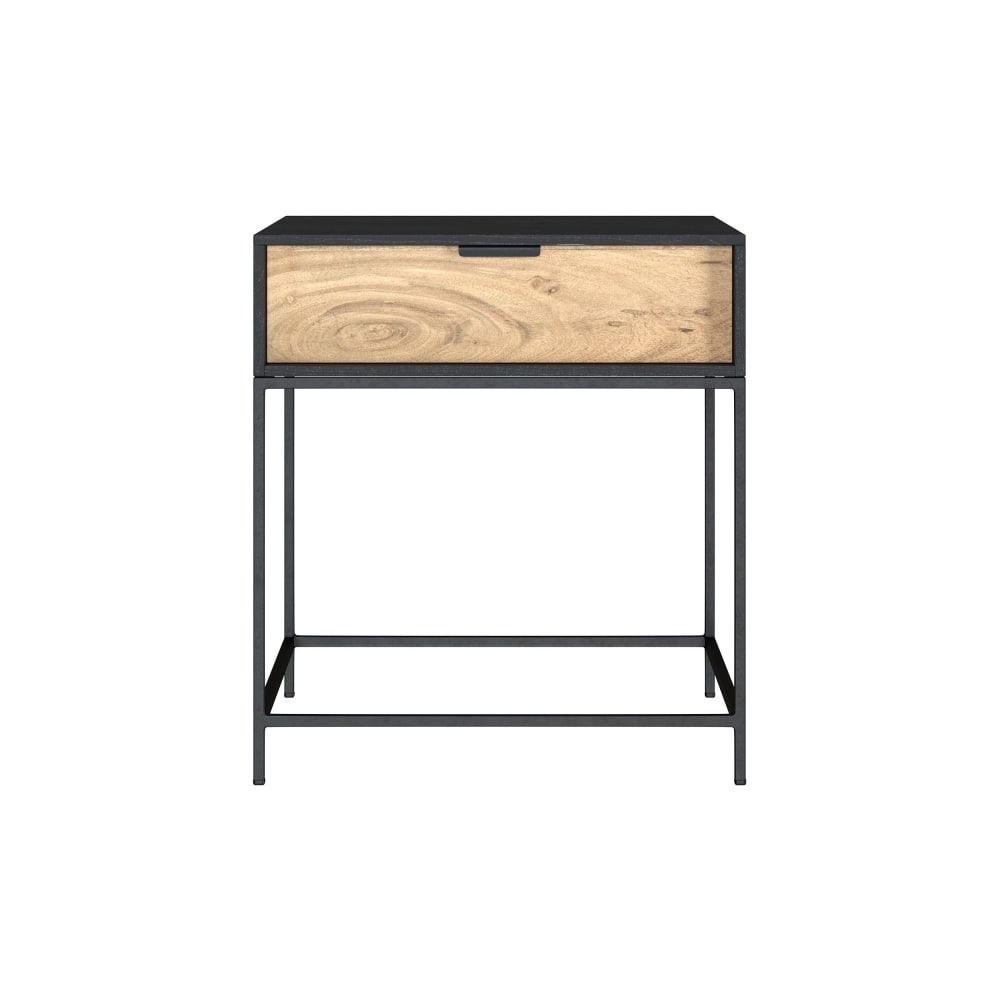 Maison Pavane Nachttisch mit 1 Schublade aus Akazienholz und schwarzem Metall style exotic Braun