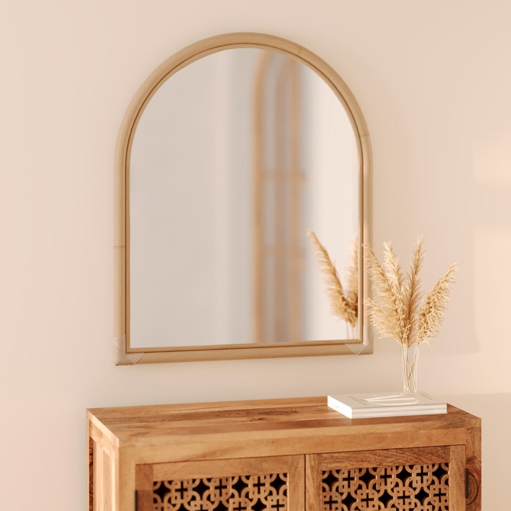 Specchio in rattan naturale 70x85 cm - Maison Pavane