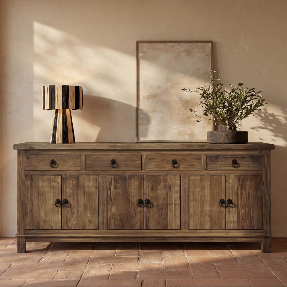 Buffet aus recyceltem Holz mit 3 Türen und 4 Schubläden - Maisons