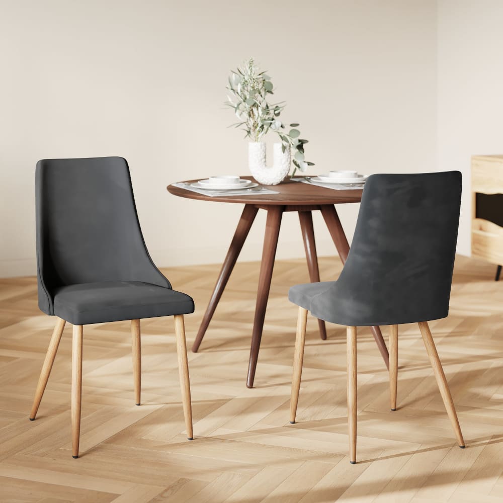 Set de 2 sillas de terciopelo gris - Maisons du Monde