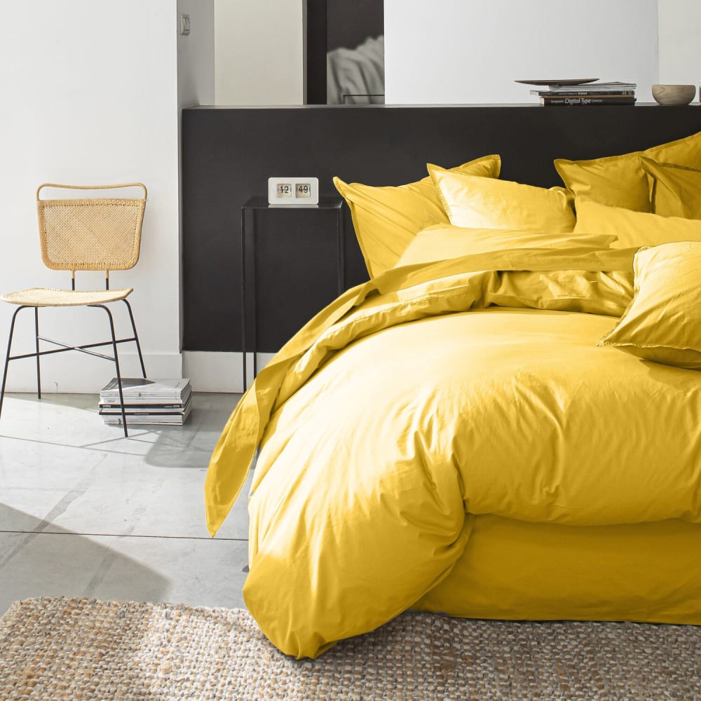 Housse de couette percale coton jaune 240x220 cm — vue 4