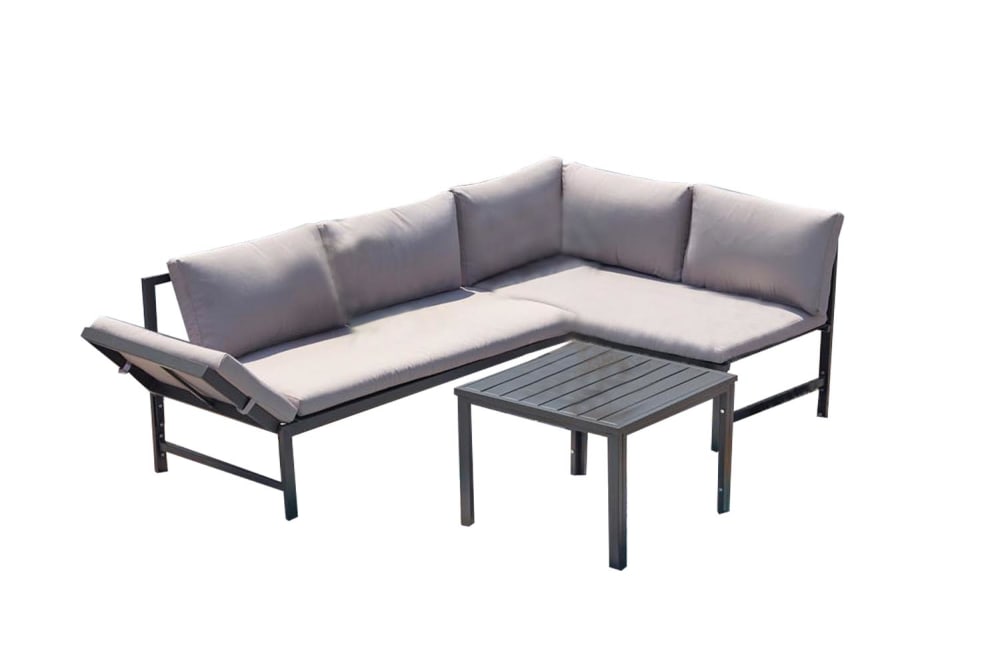 Salon de jardin bas 4 places gris clair