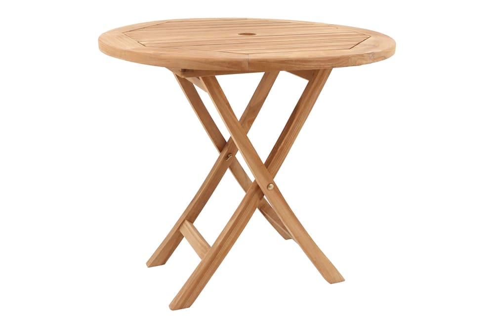 Mesa de jardín de teca redonda plegable de 80 cm