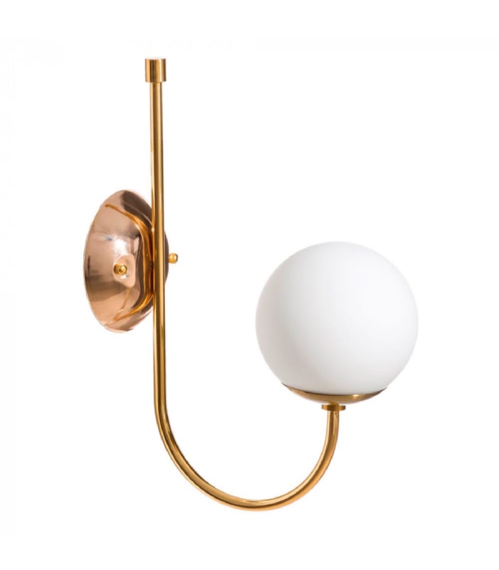 Ixia Applique murale métal doré et globe en verre dépoli blanc