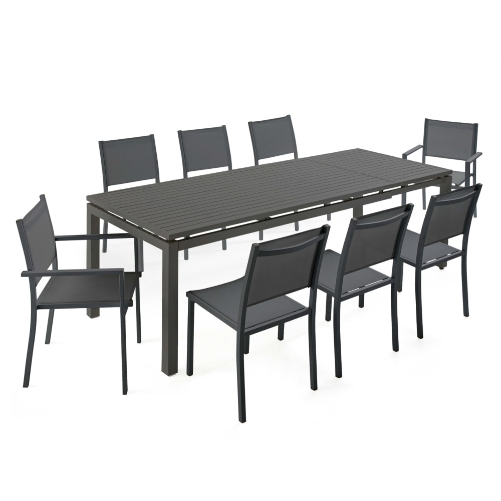 Table de jardin extensible 8 places en aluminium noir 180/240 cm - Maisons du Monde