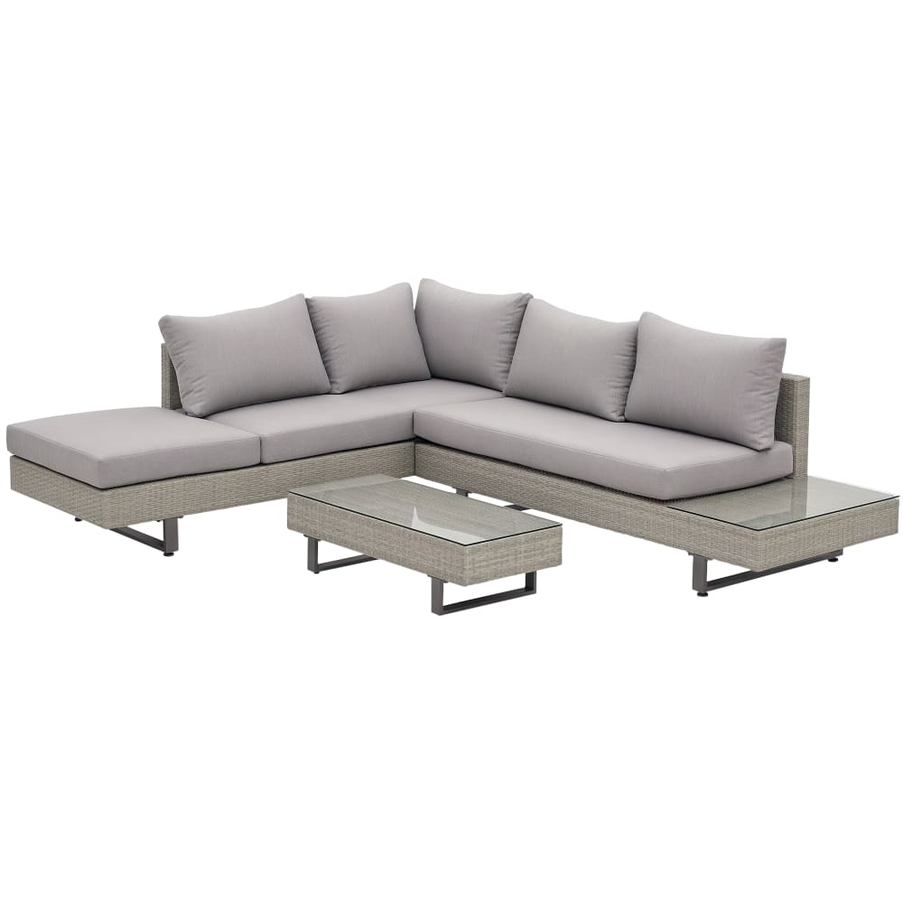 Ensemble salon de jardin d'angle 5 places design contemporain