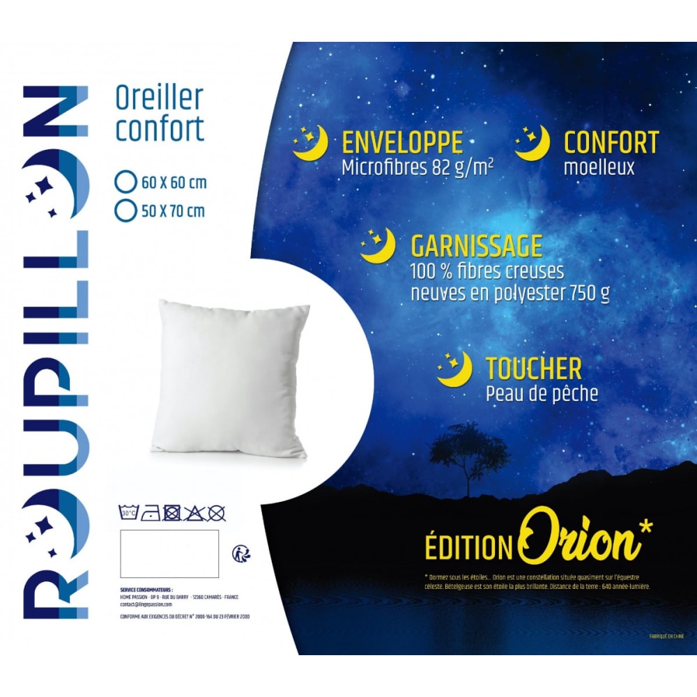 ORION Oreiller moelleux microfibre - Blanc - 60x60 cm - Maisons du Monde