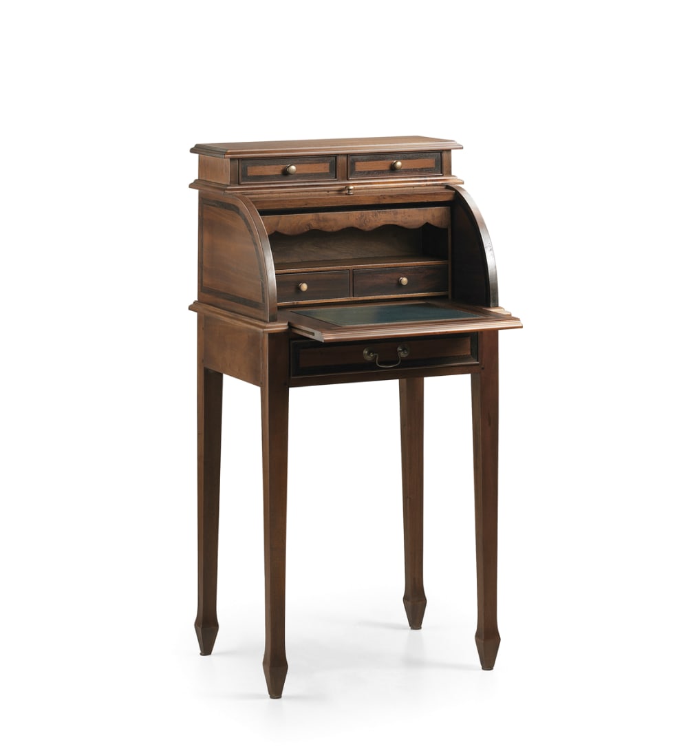 Petit bureau avec volet roulant en bois marron L 55 cm