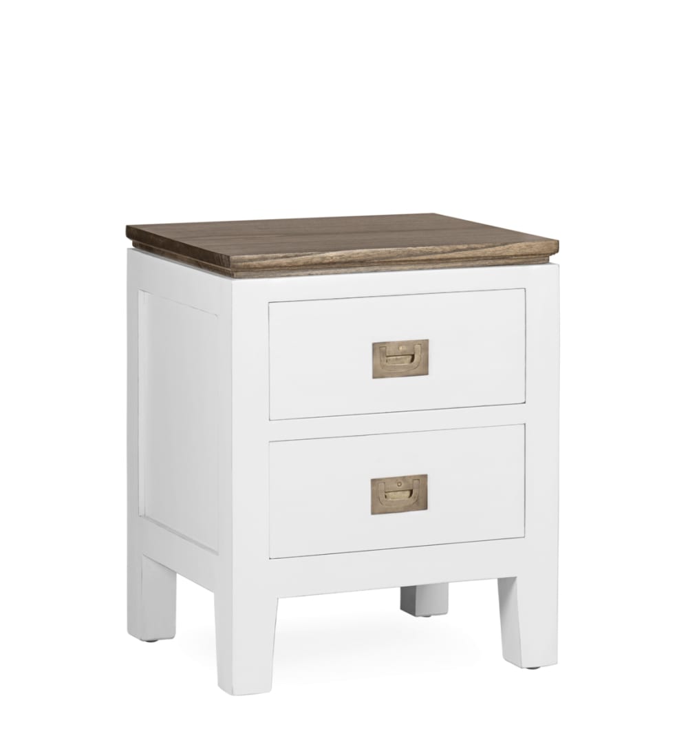 MOYCOR Nachttisch aus Holz, L 45 cm, zweifarbig style seaside Weiß Holz