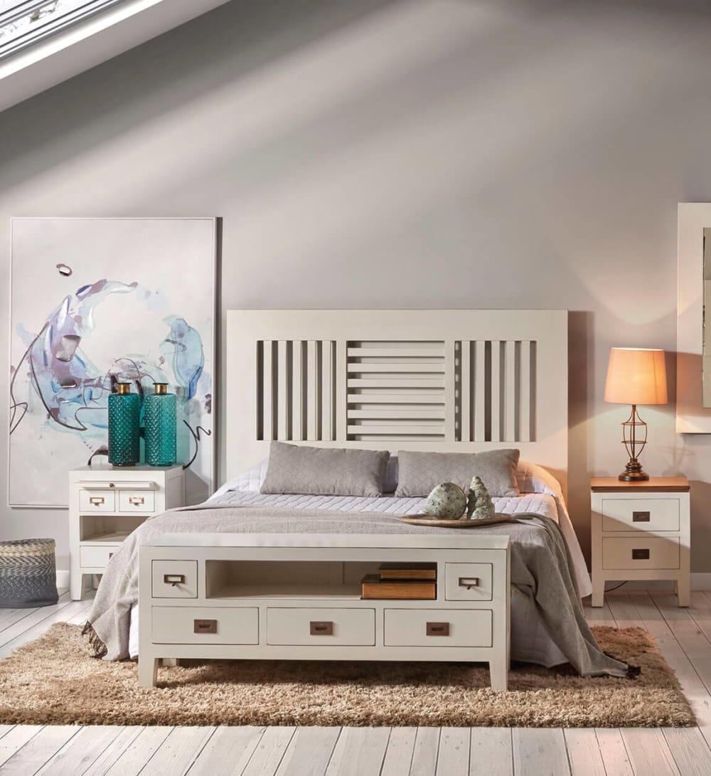 Table de chevet en bois blanc L 45 cm - Maisons du Monde