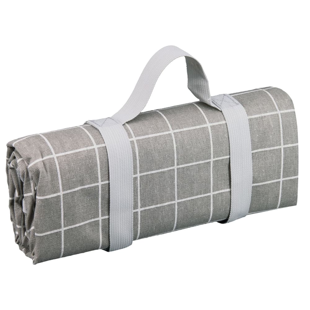 Nappe pique-nique à revers imperméable gris et taupe 140 x 140 cm