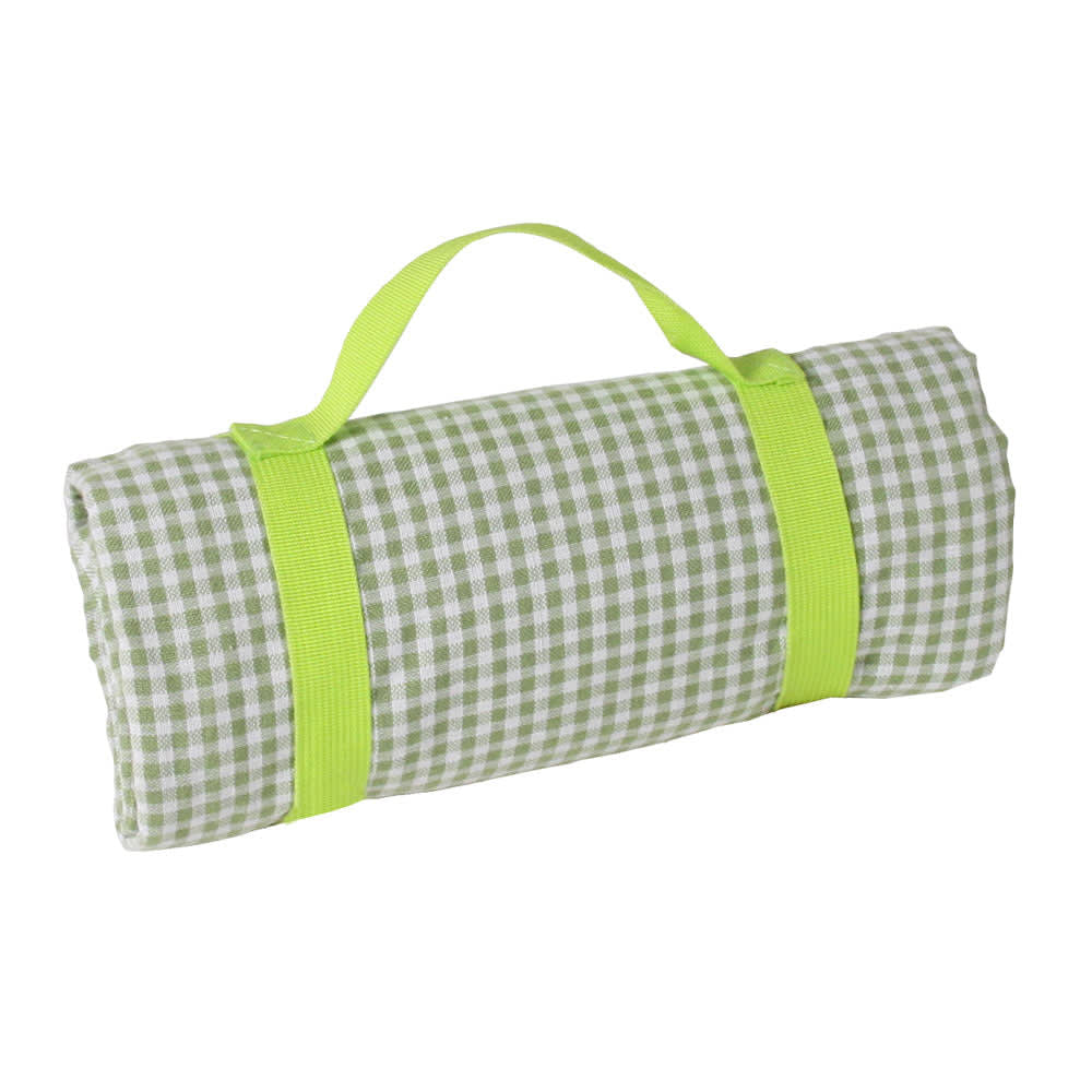 Nappe pique-nique à revers imperméable vichy vert pomme 140 x 140 cm