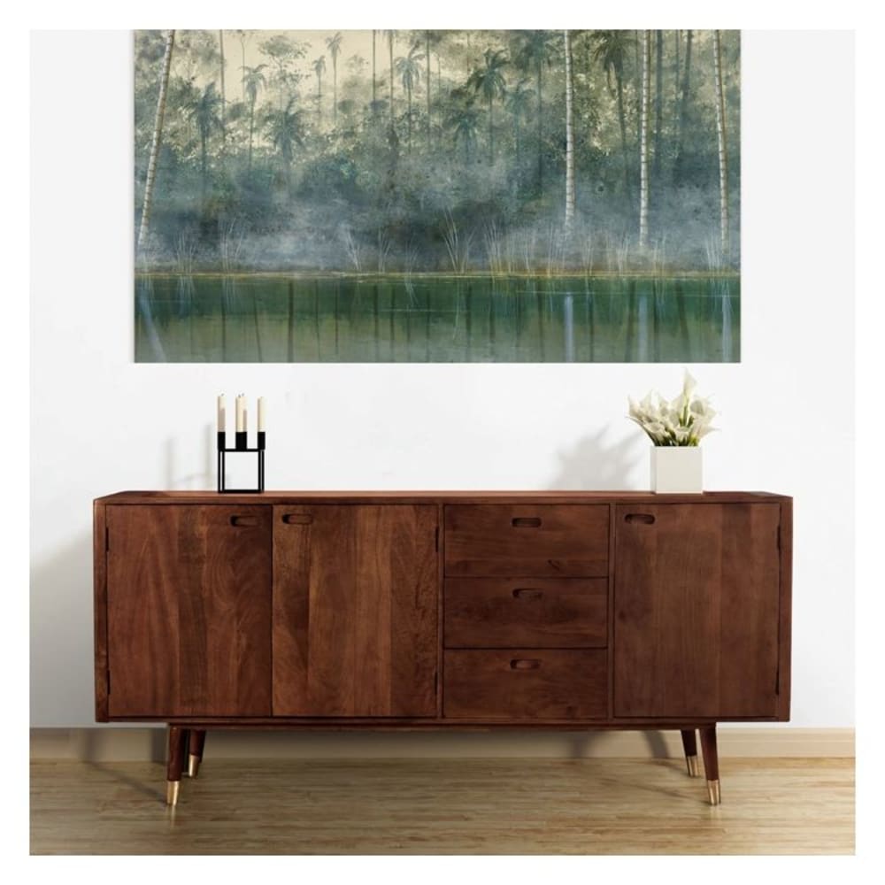 Buffet en bois massif 3 portes 3 tiroirs et détails dorés - Maisons du Monde