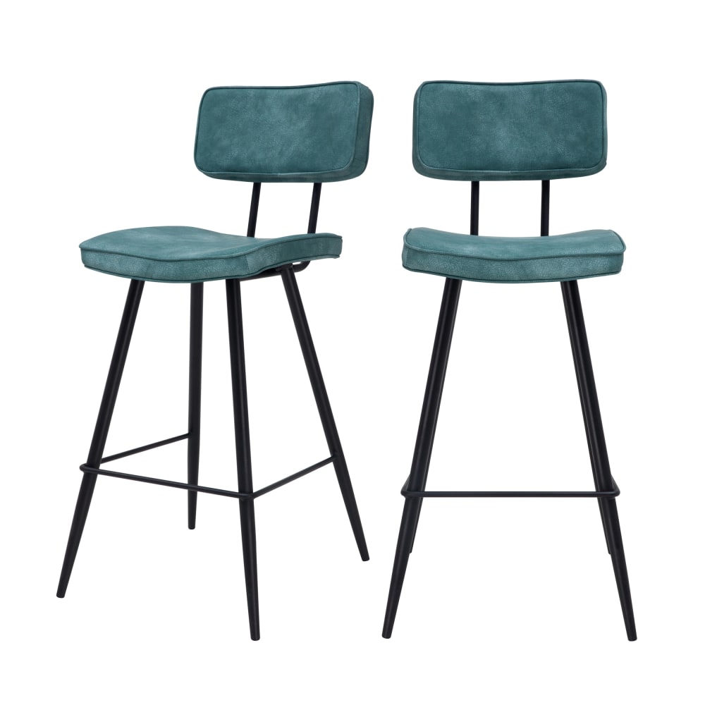 Set de 2 taburetes para isla de cocina de sintético azul 66 cm