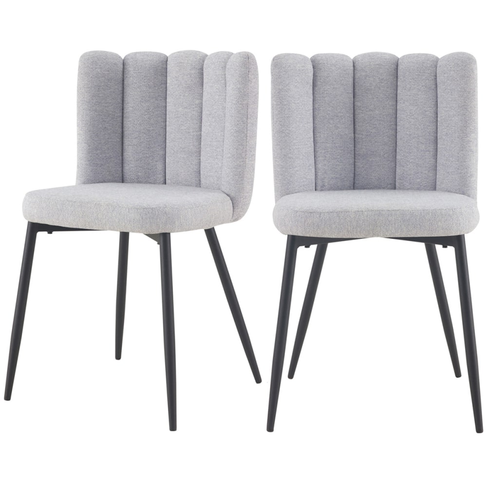 Set de 2 sillas de tela gris con patas de metal negras