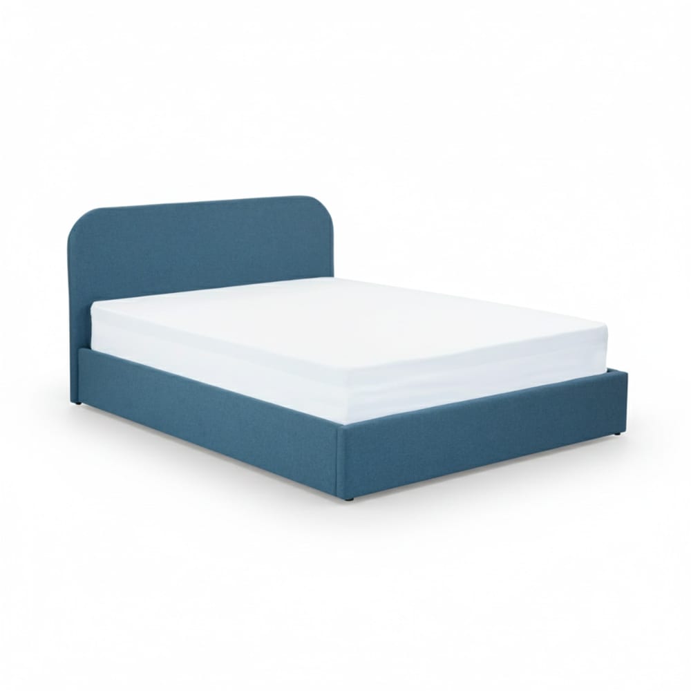 Maison Pavane Doppelbett mit Stauraum 160x200 cm aus blauer Stoff - Stoff