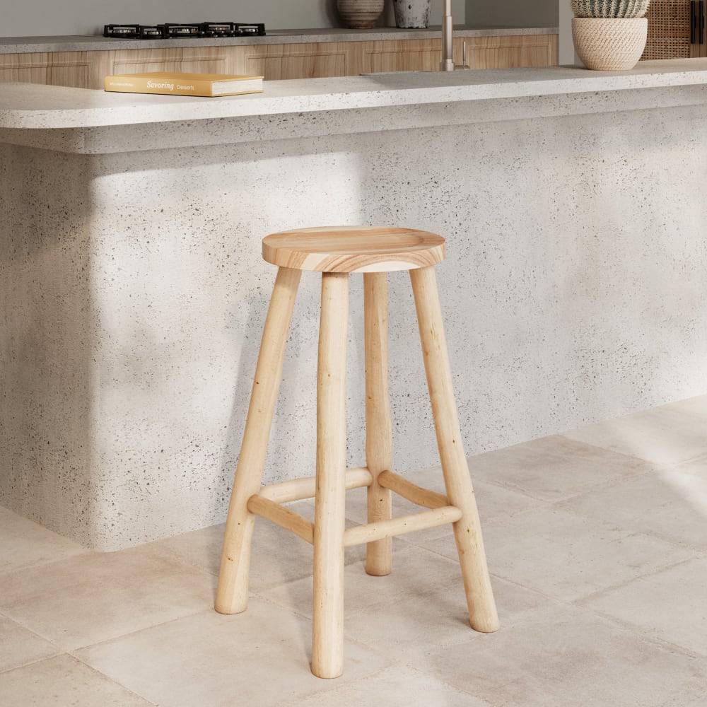 Sgabello per isola centrale 67 cm in teak - Maison Pavane