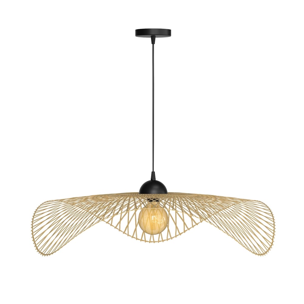Sospensione d75 cm in bambù con filo nero - Bambù