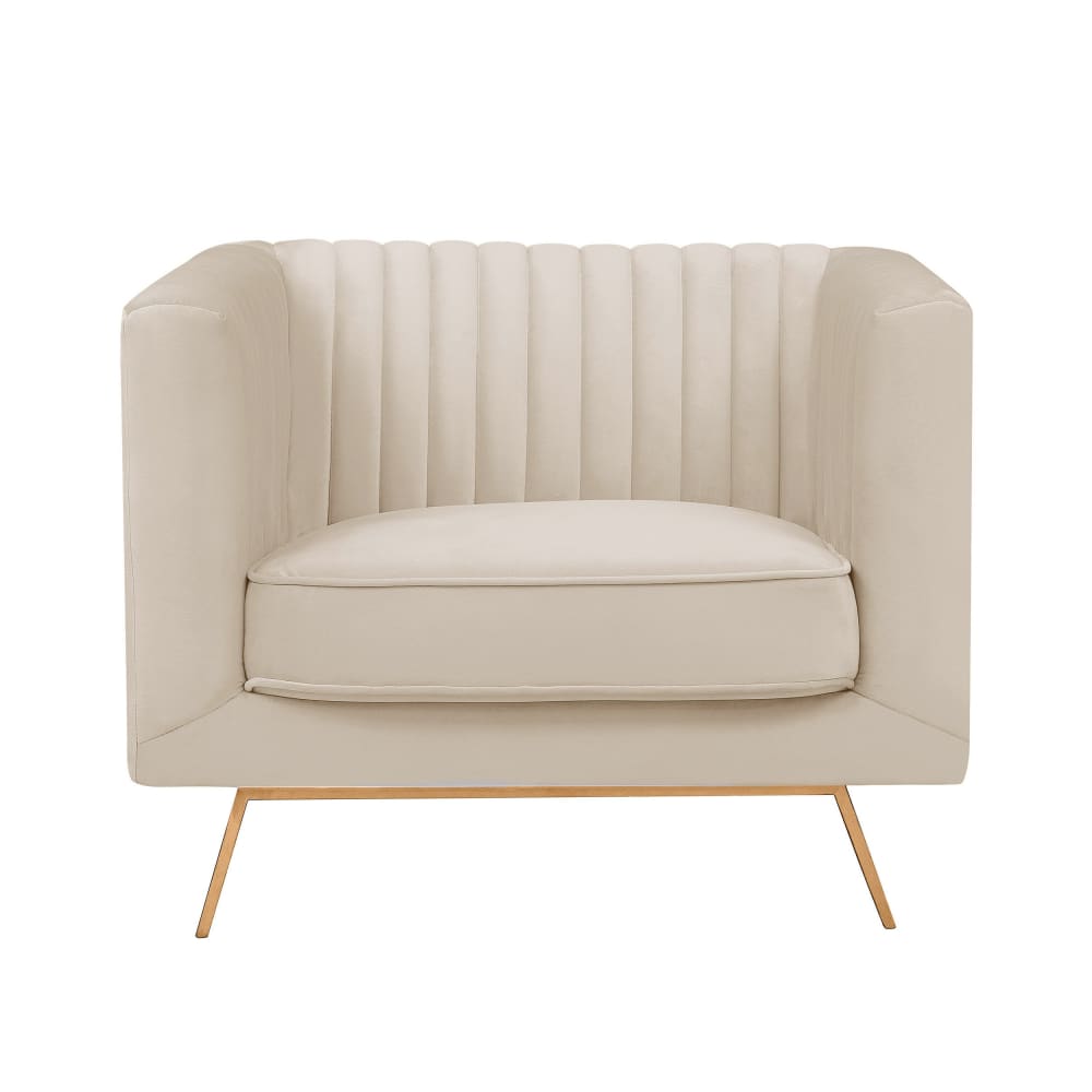 fauteuil en velours beige