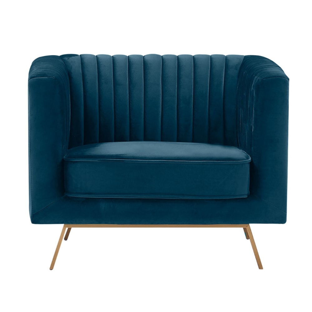 fauteuil en velours bleu