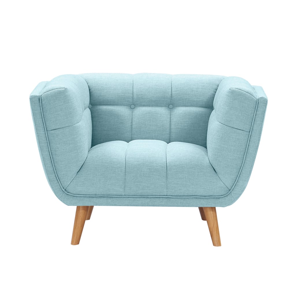 Maison Pavane Gestepolsterter Sessel in hellblauem Stoff style vintage - Stoff