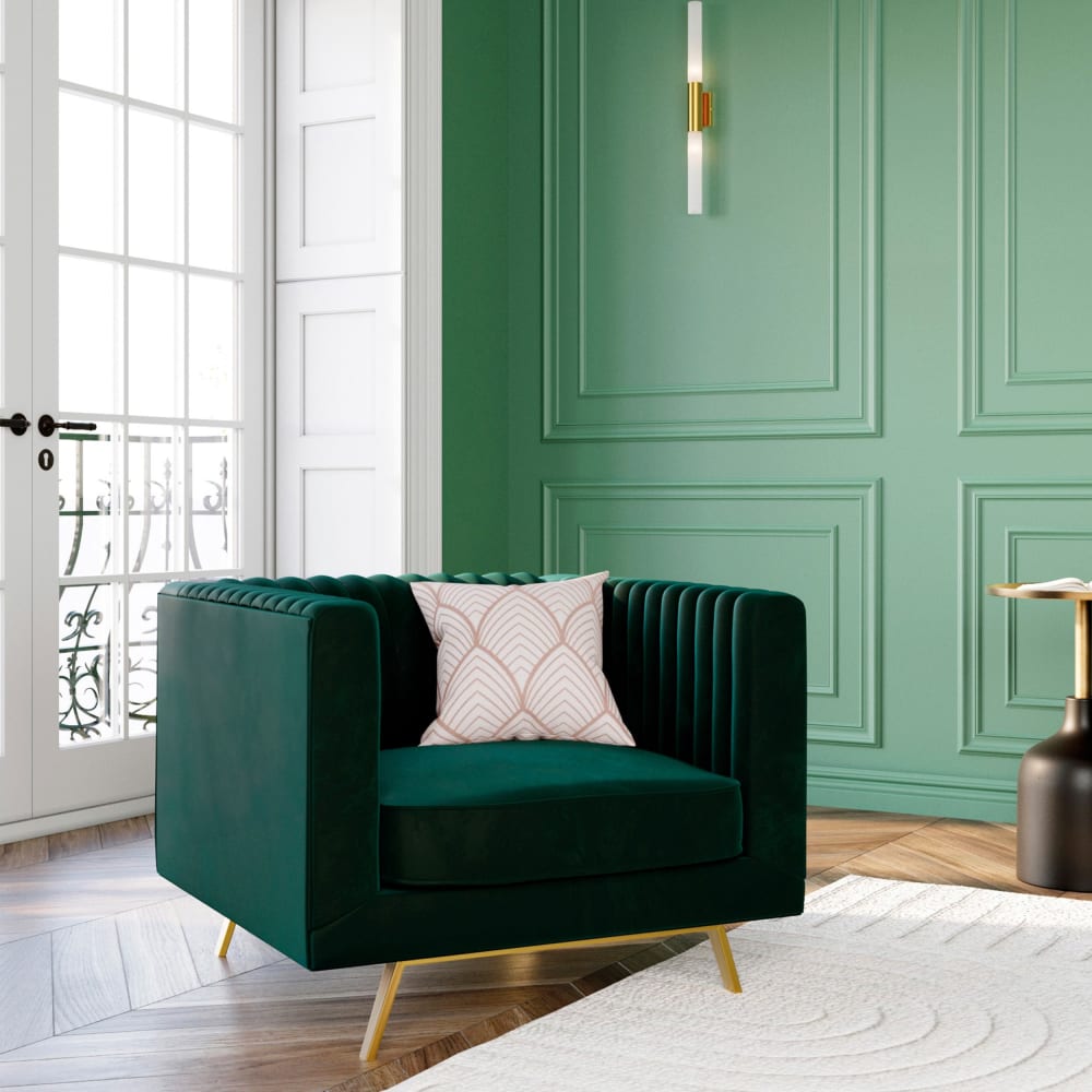Poltrona in velluto verde scuro - Maison Pavane