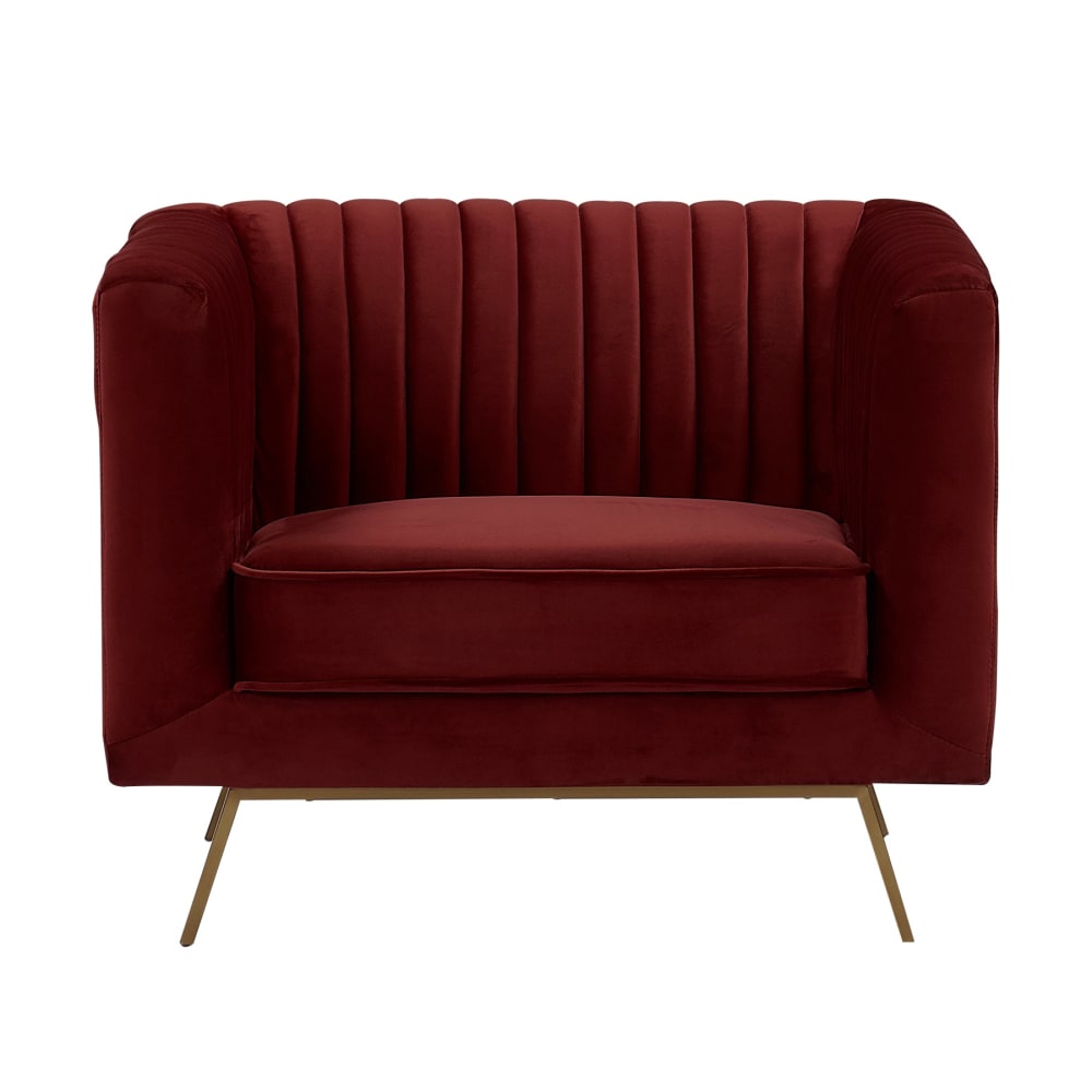 Fauteuil en velours bordeaux