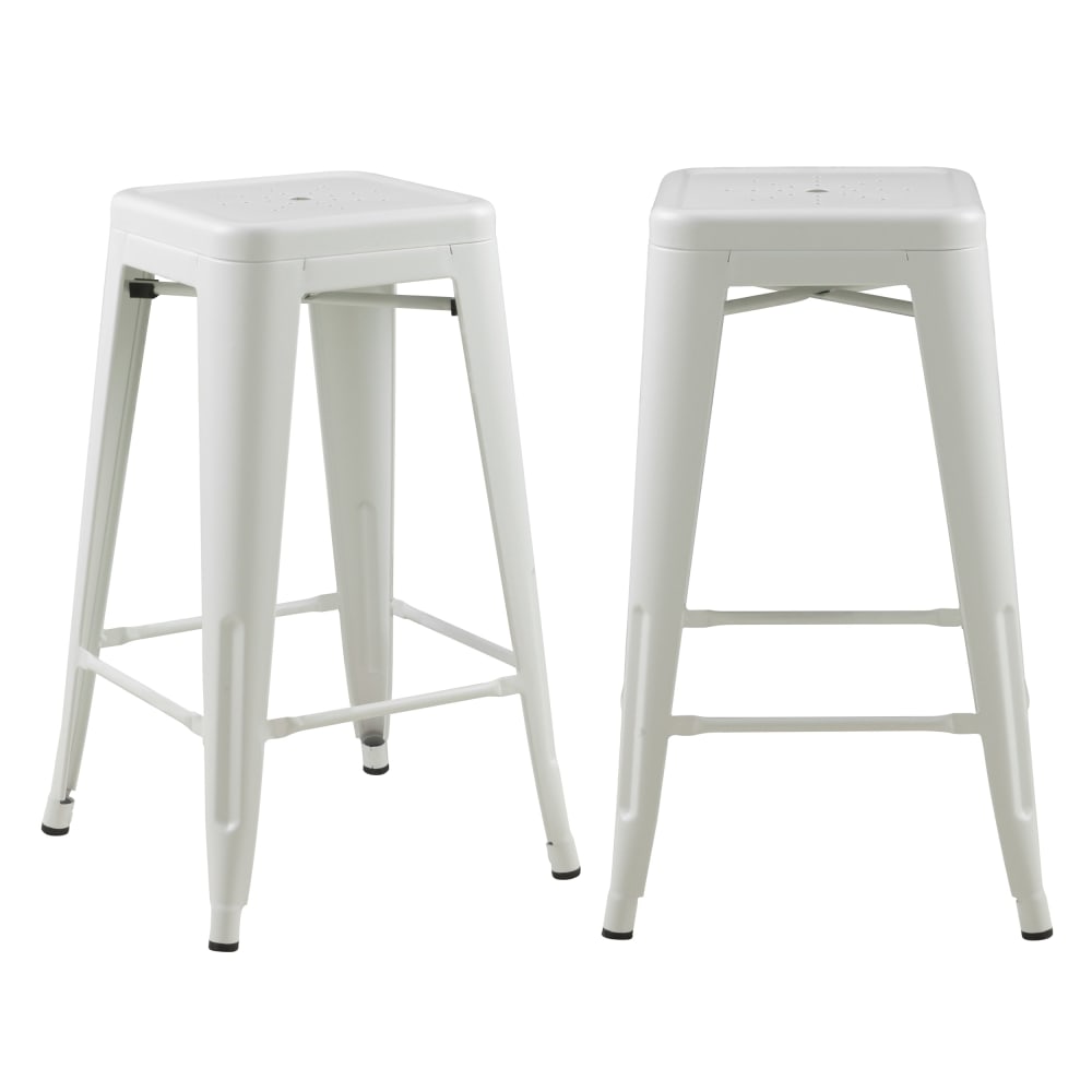 Set di 2 sgabelli per isola centrale 66 cm in metallo bianco
