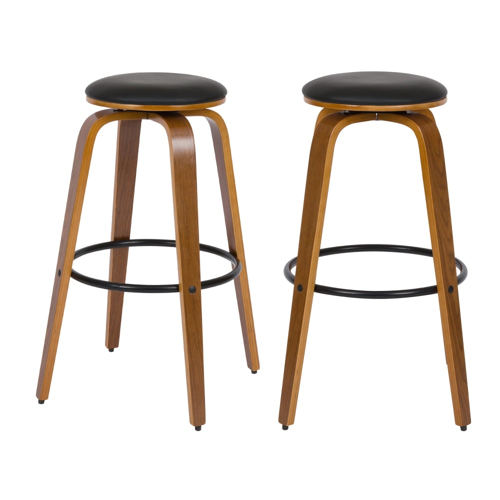 Lot de 2 tabourets de bar 78 cm en cuir synthétique noir
